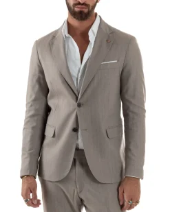 Abito Uomo Monopetto Viscosa Sartoriale Beige Melangiato Over-D OC1F2W5A06