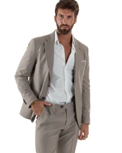 Abito Uomo Monopetto Viscosa Sartoriale Beige Melangiato Over-D OC1F2W5A06