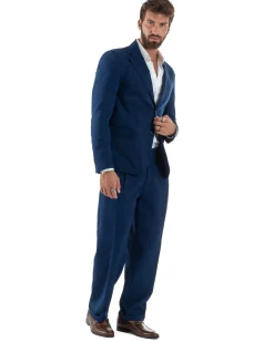Abito Uomo Monopetto Viscosa Pantaloni Baggy Blu AE1184A