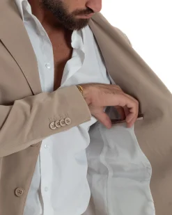 Abito Uomo Monopetto Viscosa Pantaloni Baggy Beige AE1185A