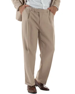 Abito Uomo Monopetto Viscosa Pantaloni Baggy Beige AE1185A