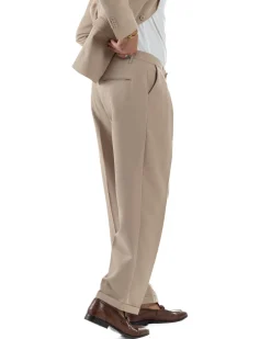 Abito Uomo Monopetto Viscosa Pantaloni Baggy Beige AE1185A