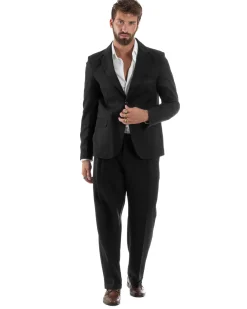 Abito Uomo Monopetto Viscosa Pantaloni Baggy Nero AE1186A