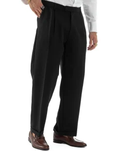 Abito Uomo Monopetto Viscosa Pantaloni Baggy Nero AE1186A