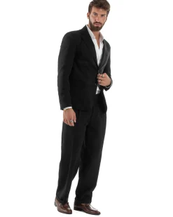 Abito Uomo Monopetto Viscosa Pantaloni Baggy Nero AE1186A