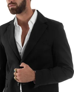 Abito Uomo Monopetto Viscosa Pantaloni Baggy Nero AE1186A