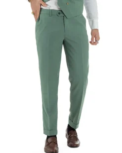 Abito uomo vestito monopetto 3 pezzi panciotto bottoni oro verde salvia GIOSAL-AE1225A