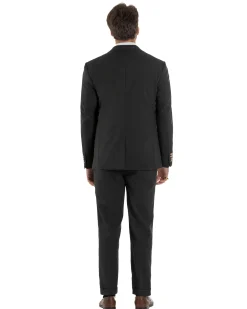 Abito uomo vestito monopetto 3 pezzi panciotto bottoni oro nero GIOSAL-AE1228A