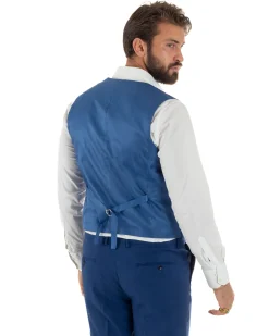 Abito uomo vestito monopetto 3 pezzi panciotto bottoni oro blu royal GIOSAL-AE1227A