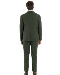 Abito uomo vestito monopetto 3 pezzi panciotto bottoni oro verde militare GIOSAL-AE1226A