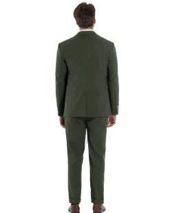 Abito uomo vestito monopetto 3 pezzi panciotto bottoni oro verde militare GIOSAL-AE1226A