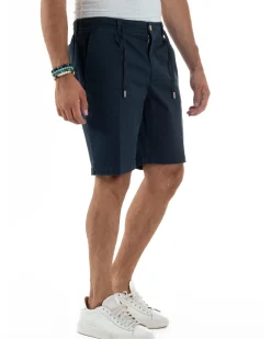 Bermuda Chino Cotone Raso Tasche America Basic Blu PC2022A