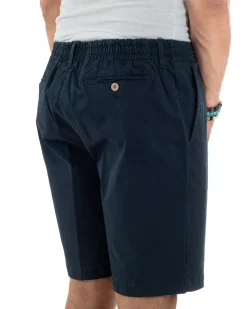 Bermuda Chino Cotone Raso Tasche America Basic Blu PC2022A