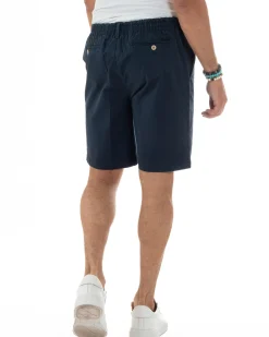 Bermuda Chino Cotone Raso Tasche America Basic Blu PC2022A