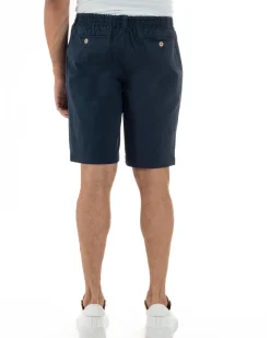 Bermuda Chino Cotone Raso Tasche America Basic Blu PC2022A