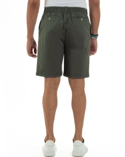 Bermuda Chino Cotone Raso Tasche America Basic Verde PC2025A