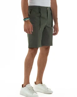 Bermuda Chino Cotone Raso Tasche America Basic Verde PC2025A