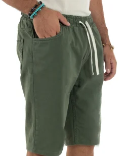 Bermuda coulisse pantalaccio jeans cotone basic regular fit verde GIOSAL-PC2011A