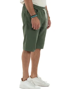 Bermuda coulisse pantalaccio jeans cotone basic regular fit verde GIOSAL-PC2011A