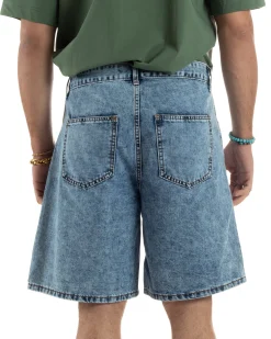 Bermuda Jeans Uomo Baggy Fit Rotture Denim PC1997A