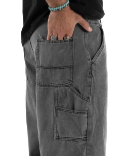Bermuda Jeans Uomo Carpenter Denim Oversize Nero PC1982A