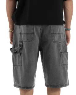 Bermuda Jeans Uomo Carpenter Denim Oversize Nero PC1982A