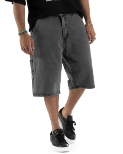 Bermuda Jeans Uomo Carpenter Denim Oversize Nero PC1982A