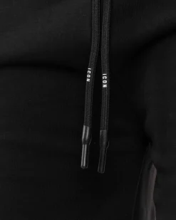Bermuda jogger cargo uomo tasche laterali logo streetwear nero ICON-IUB003