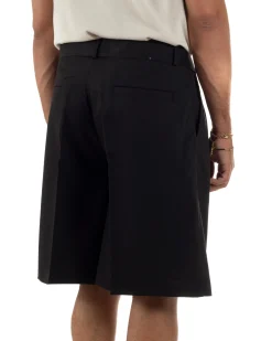 Bermuda pantaloncini uomo baggy fit pinces cintura in vita nero GIOSAL-PC2066A