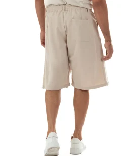 Bermuda pantaloncini uomo baggy fit pinces beige GIOSAL-PC2060A