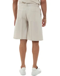 Bermuda pantaloncini uomo baggy fit pinces cintura in vita beige GIOSAL-PC2065A
