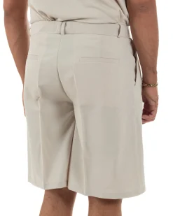 Bermuda pantaloncini uomo baggy fit pinces cintura in vita beige GIOSAL-PC2065A