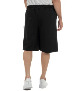 Bermuda pantaloncini uomo coulisse relaxed fit logo streetwear nero ICON-IUB001