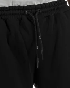 Bermuda pantaloncini uomo coulisse relaxed fit logo streetwear nero ICON-IUB001