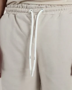 Bermuda pantaloncini uomo coulisse relaxed fit logo streetwear beige ICON-IUB001