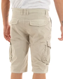 Bermuda Pantaloncini Uomo Corti Shorts Cargo Tasca America Beige GIOSAL-PC1933A