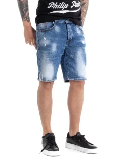 Bermuda Pantaloncini Uomo Corti Cinque Tasche Pulito Stonewashed Denim Chiaro GIOSAL-PC1876A