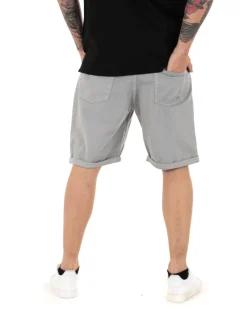Bermuda Pantaloncini Uomo Corti Comodi Con Rotture Cinque Tasche Regular Fit Casual Tinta Unita Grigio GIOSAL-PC1764A