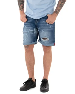 Bermuda Pantaloncini Uomo Corti Jeans Cinque Tasche Casual Con Rotture Denim GIOSAL-PC1840A