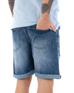 Bermuda Pantaloncini Uomo Corti Jeans Cinque Tasche Casual Con Rotture Denim GIOSAL-PC1840A