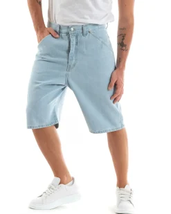 Bermuda Pantaloncini Uomo Corti Jeans Baggy Tasca Smart Denim Chiaro GIOSAL-PC1917A