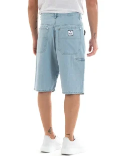 Bermuda Pantaloncini Uomo Corti Jeans Baggy Tasca Smart Denim Chiaro GIOSAL-PC1917A
