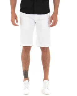Bermuda Pantaloncini Uomo Corti Classici Casual Basic Con Tasca America Cotone Tinta Unita Bianco GIOSAL-PC1720A