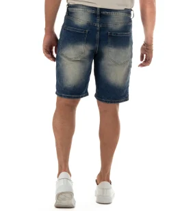 Bermuda pantaloncini uomo jeans effetto vintage cinque tasche denim sabbiato GIOSAL-PC2056A