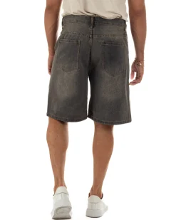 Bermuda pantaloncini uomo jeans basic cinque tasche denim sabbiato GIOSAL-PC2054A