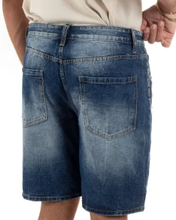 Bermuda pantaloncini uomo jeans rotture cinque tasche denim medio GIOSAL-PC2052A