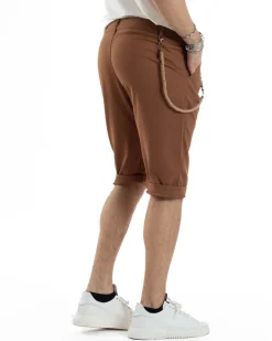 Bermuda Pantaloncini Uomo Lino Tasche America Sartoriale Casual Camel GIOSAL-PC1952A
