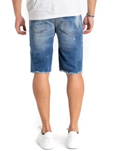 Bermuda Pantaloncino Uomo Corto Sfrangiato Cinque Tasche Denim GIOSAL-PC1864A