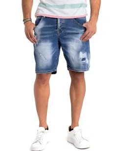 Bermuda Pantaloncino Uomo Corto Jeans Denim Cinque Tasche Sfumato GIOSAL-PC1866A