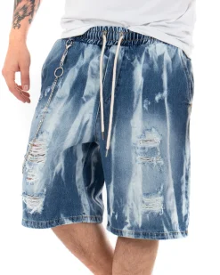 Bermuda Pantaloncino Uomo Denim Sfumato Catena Pantalaccio Jeans GIOSAL-PC1707A